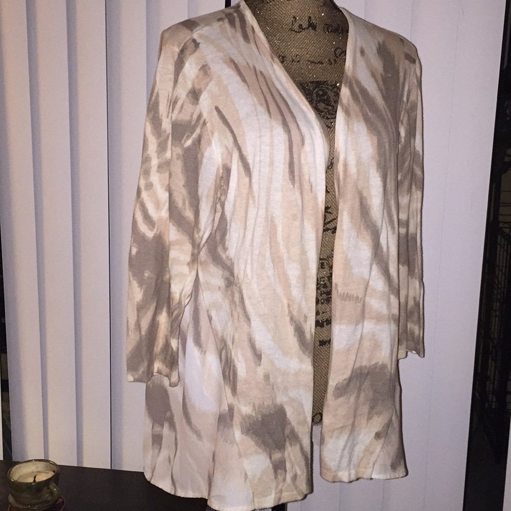 Chico’s wrap light sweater with almostsheer bottom